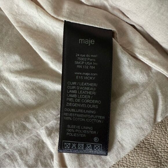 Maje Vicky Cotton-Trimmed Leather Biker Jacket Size 38 US M - Picture 9 of 12